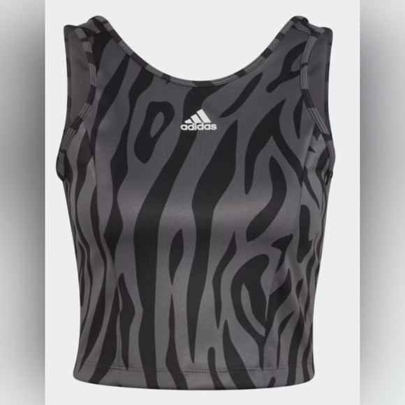 ADIDAS AEROREADY DESIGNED TO MOVE TIGER-PRINT CROP TOP - SMALL - Picture 1 of 3